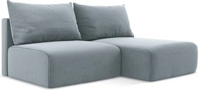 Kék bársony kinyitható-tárolóhelyes sarokkanapé (jobb oldali-heverő résszel) Kalena – Makamii