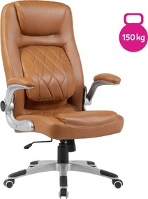 Irodai szék, barna ekobőr/ezüst, teherbírás 150 kg, GREKO