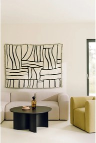 Fekete kerek dohányzóasztal kőrisfa dekoros asztallappal ø 95 cm Gavo – noo.ma