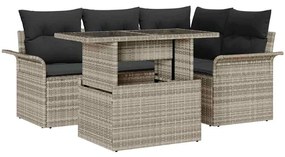 vidaXL Kerti Kanapé Szett párnával 5 pcs Világosszürke Poli rattan