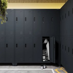 Fém öltözőszekrény BHP, 10 ajtós, BARTEK 1360 x 1720 x 450 mm, antracitszürke