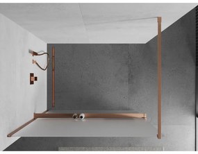 Mexen Kioto+, Walk-In zuhanyparaván polccal és akasztóval 110 x 200 cm, 8 mm-es matt üveg, réz matt profil, 800-110-121-65-30
