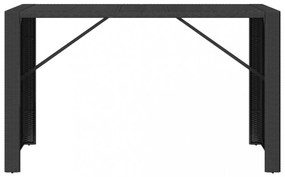 fekete polyrattan üveglapos bárasztal 185 x 80 x 110 cm