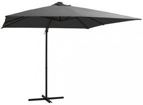 antracit konzolos napernyő LED-del és acélrúddal 250x250 cm