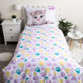 Fehér egyszemélyes pamut gyerek ágyneműhuzat 140x200 cm Kitten "Colour" – Jerry Fabrics