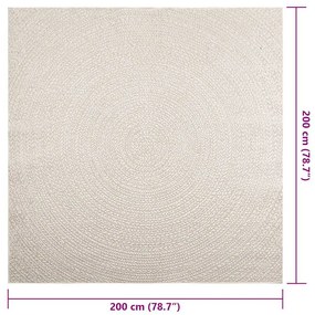 ZIZUR krém juta hatású beltéri és kültéri szőnyeg 200x200 cm