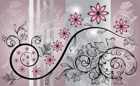 Fotótapéta flizelina Rózsaszín virágok absztrakt finom minták 254x184 +ragasztó