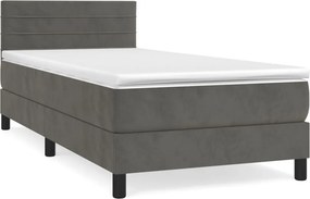 vidaXL sötétszürke bársony rugós ágy matraccal 80 x 200 cm