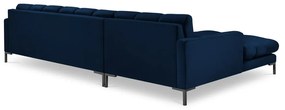 Bali sötétkék bársony sarokkanapé, bal oldali - Cosmopolitan Design