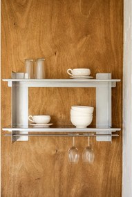 Ezüstszínű többszintes fém fali polc 70 cm Tivo – noo.ma