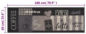 fekete feliratos mosható bársony konyhaszőnyeg 60 x 180 cm