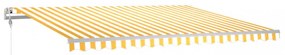 sárga-fehér szélérzékelős és LED-es napellenző 400x350 cm
