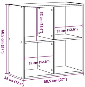 fekete szerelt fa könyvespolc 68,5 x 32 x 68,5 cm
