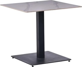 Bisztróasztal világosszürke márványhatású szinterezett kerámia lappal, 70×70 cm méretben