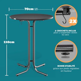 Összecsukható állóasztal, szürke, 110 x 70 cm