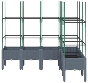 szürke PP rácsos kerti ültetőláda 160 x 120 x 142,5 cm