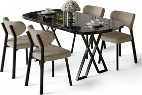 Axton étkezőgarnitúra, fekete márvány-cappuccino, 168 cm – TR240CHR2706