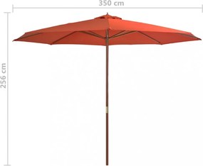 terrakotta kültéri napernyő farúddal 350 cm