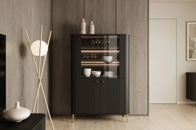 Vesper vitrin 103 cm - fekete / arany lábak