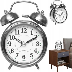 Hangos ÉBRESZTŐÓRA,12CM,CSENDES, Érinthetetlen Kvarc Háttérvilágítás,dupla Csengő