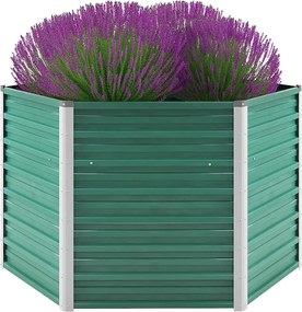 vidaXL zöld horganyzott acél kerti magaságyás 129 x 129 x 77 cm