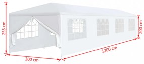 fehér kerti pavilon 3 x 12 m