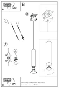 Krémszínű függőlámpa ø 8 cm Castro – Sollux