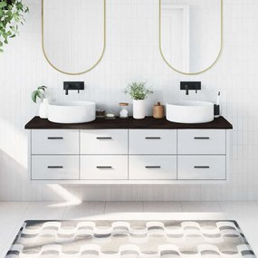 sötétbarna kezelt tömör fa fürdőszobai pult 180x60x(2-4) cm