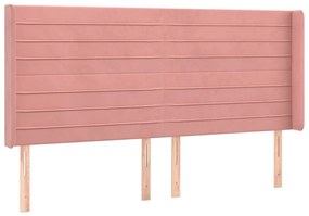 rózsaszín bársony LED-es fejtámla 163x16x118/128 cm