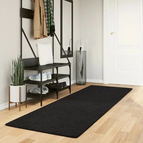 HUARTE fekete rövid szálú puha és mosható szőnyeg 80 x 250 cm