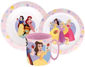 Disney Hercegnők True étkészlet, micro műanyag szett bögrével 350 ml