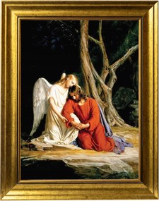 Jézus Az Angyallal Vászonkép Arany Modern Keretben 30X40