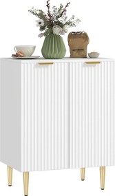 HOMCOM Konyhai Büfé, Tároló Szekrény, 2 Ajtóval, Állítható Polccal, Emelt Fém Lábakkal, Konyhába és Nappaliba, 60 x 40 x 80 cm, Fehér | Aosom