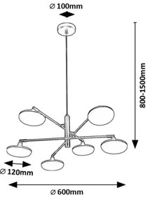 Rabalux 72239 - LED Csillár zsinóron MADI 6xLED/4W/230V 3000K
