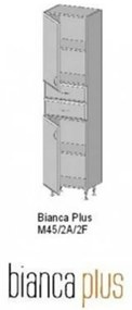 Bianca Plus 45 magas szekrény 2 ajtóval, 2 fiókkal, magasfényű fehér színben, jobbos