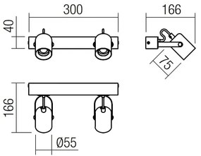 Redo 01-2416 - Fali lámpa TAFFI 2xE27/42W/230V fekete/bükk