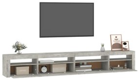 betonszürke TV-szekrény LED lámpákkal 270x35x40 cm