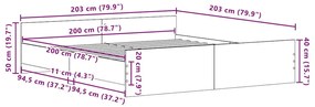 Ágykeret fejtámlával kézműves tölgy 200 x 200 cm Faanyag