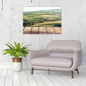Kép - Fa polc tájképi elemekkel (70x50 cm)