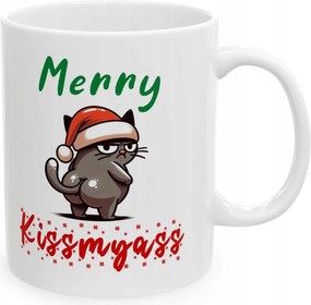 Karácsonyi bögre nyomtatott macska Ajándék Boldog Csók...Merry KissMyAss