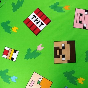 Zöld-kék egyszemélyes pamut gyerek ágyneműhuzat 140x200 cm Minecraft "Outdoor Mobs" – Jerry Fabrics