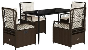 vidaXL 5 részes barna polyrattan kerti étkezőgarnitúra párnákkal