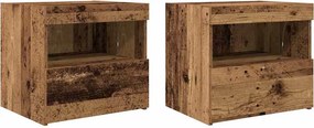 vidaXL Éjjeliszekrény fiókkal 2 pcs Öreg fa 50 x 40 x 45 cm Faanyag