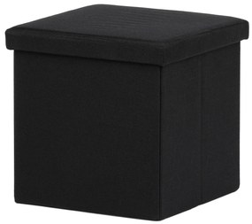 Puff tárolóhelyekkel, fekete, 38 x 38 x 38 cm