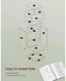 Éjjeliszekrény  2 fiókkal, nyitott rekesszel balra vagy jobbra szerelhető, felhő fehér