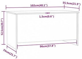 betonszürke szerelt fa dohányzóasztal 102 x 55,5 x 52,5 cm
