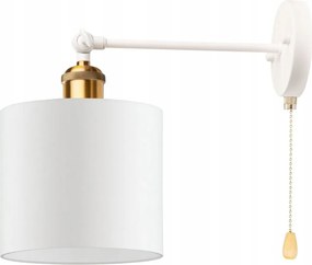 Antic Brass állítható fém fali lámpa fehér, Deluxe lánccal