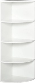 HOMCOM Sarok Könyvespolc 4 Fali Polccal 39,5x39,5x120cm Fehér | Aosom