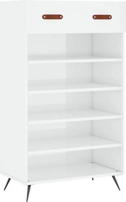 vidaXL magasfényű fehér szerelt fa cipőszekrény 60 x 35 x 105 cm