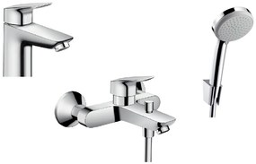 Készlet kád és zuhany csaptelep Hansgrohe Logis 71400000, mosdócsaptelep Hansgrohe Logis 71100000, 27592000